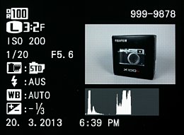 Fujifilm X100S – Bildwiedergabe mit Aufnahmeinfos und Histogramm [Foto: MediaNord]