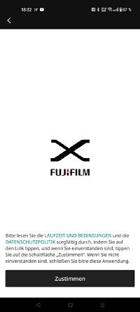 Bild Fujifilm XApp – Zweiter Schritt: Datenschutz und Bedingungen akzeptieren. [Foto: MediaNord]