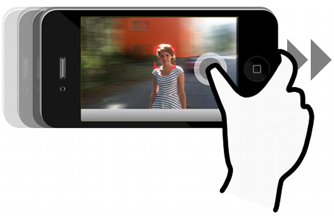 Bild Zwei Schritte in der Bluristic App: Zweitens Das Smartphone bewegen. [Foto: Johannes Pfahler]