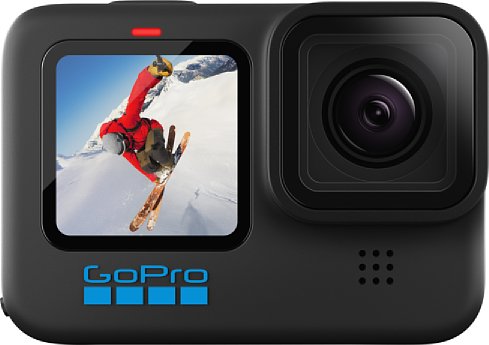 Bild Die GoPro Hero10 Black hat auch auf der Front einen Monitor für Livebild und Status-Anzeigen. [Foto: GoPro]