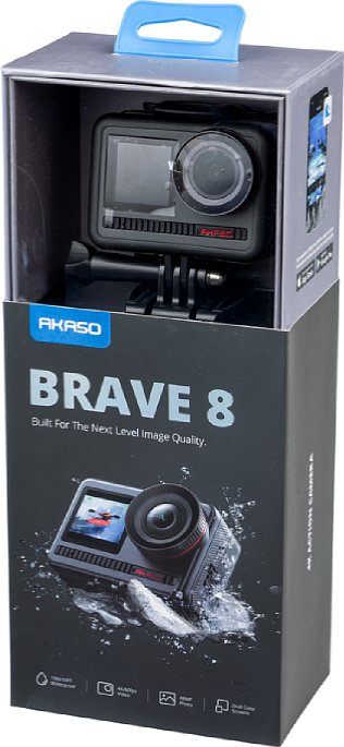 Bild Die schicke Verpackung der Akaso Brave 8 enthält im oberen Bereich die Kamera und im unteren Bereich eine Menge Zubehör. [Foto: MediaNord]