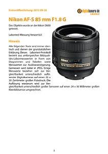 Nikon AF-S 85 mm F1.8 G mit D600 Labortest, Seite 1 [Foto: MediaNord]