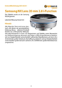 Samsung NX Lens 20 mm 2.8 i-Function mit NX200 Labortest, Seite 1 [Foto: MediaNord]