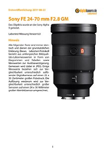 Sony FE 24-70 mm F2.8 GM (SEL2470GM) mit Alpha 9 Labortest, Seite 1 [Foto: MediaNord]