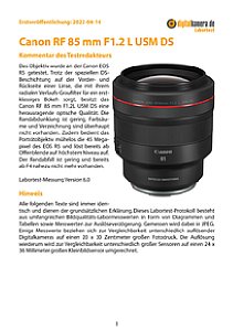 Canon RF 85 mm F1.2L USM DS mit EOS R5 Labortest, Seite 1 [Foto: MediaNord]