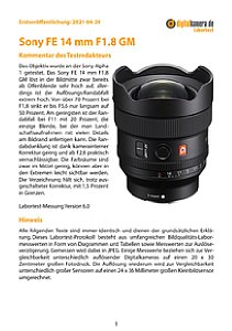 Sony FE 14 mm F1.8 GM (SEL14F18GM) mit Alpha 1 Labortest, Seite 1 [Foto: MediaNord]