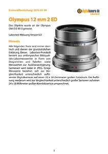 Olympus 12 mm 2 ED (EW-M1220) mit OM-D E-M10 Labortest, Seite 1 [Foto: MediaNord]