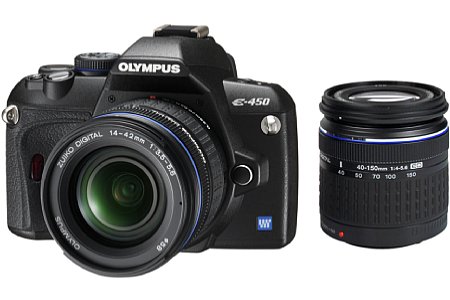 Olympus E-450 Doublezoom-Kit mit ZUIKO DIGITAL 14-42 und 40-150 [Foto: Olympus]