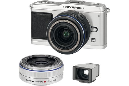 Olympus Pen E-P1 Double Lens Kit weiß/silber/silber [Foto: Olympus]