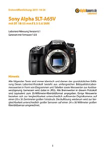 Sony Alpha SLT-A65V mit DT 18-55 mm 3.5-5.6 SAM Labortest, Seite 1 [Foto: MediaNord]