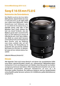 Sony E 16-55 mm 2.8 G (SEL1655G) mit Alpha 6600 Labortest, Seite 1 [Foto: MediaNord]