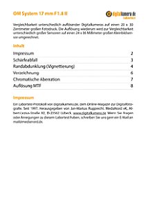 OM System 17 mm F1.8 II mit OM-3 Labortest, Seite 1 [Foto: MediaNord]