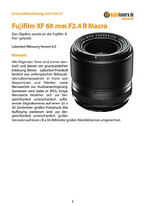Fujifilm XF 60 mm F2.4 R Macro mit X-Pro1 Labortest, Seite 1 [Foto: MediaNord]