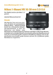 Nikon 1-Mount VR 10-30 mm 3.5-5.6 mit 1 J1 Labortest, Seite 1 [Foto: MediaNord]