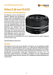 Nikon Z 28 mm F2.8 SE mit Z 7II Labortest, Seite 1 [Foto: MediaNord]