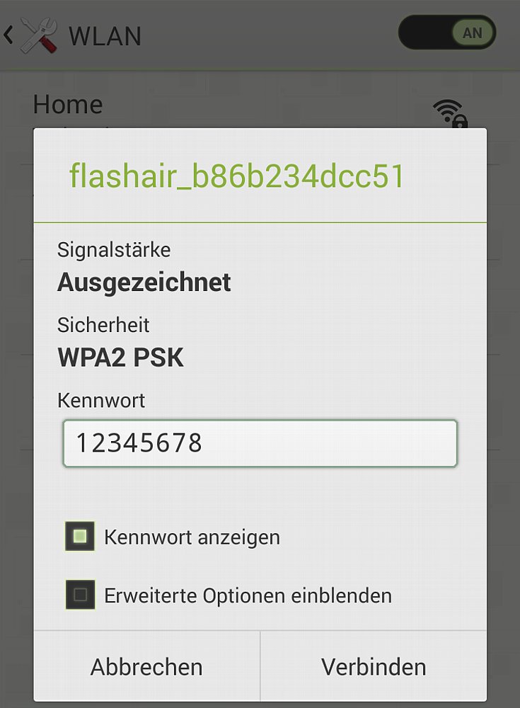 Drahtlose Bildübertragung mit der Toshiba FlashAir WLAN-SD-Karte