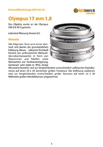 Olympus 17 mm 1.8 (EW-M1718) mit OM-D E-M10 Labortest, Seite 1 [Foto: MediaNord]