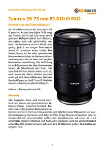 Tamron 28-75 mm F2.8 Di III RXD mit Sony Alpha 7R III Labortest, Seite 1 [Foto: MediaNord]