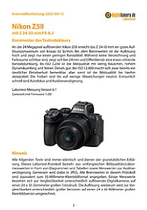 Nikon Z5II mit Z 24-50 mm F4-6.3 Labortest, Seite 1 [Foto: MediaNord]