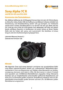 Sony Alpha 7C R mit FE 24-105 mm F4 G OSS (SEL24105G) Labortest, Seite 1 [Foto: MediaNord]