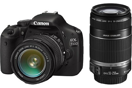 Canon EOS 550D mit 18-55 IS + 55-250 IS [Foto: Canon]