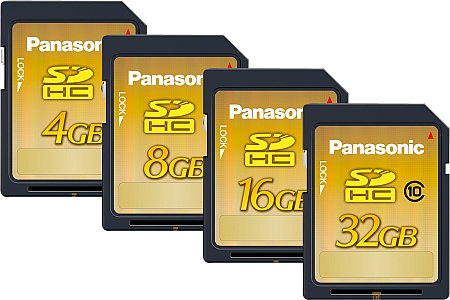 Panasonic SDHC Class 10 mit 4 GB, 8 GB, 16 GB und 32 GB [Foto: Panasonic]