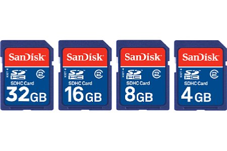 SanDisk SDHC Card 32GB 16GB 8GB 4GB [Foto: Sandisk]