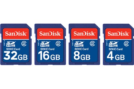 SanDisk SDHC Card 32GB 16GB 8GB 4GB [Foto: Sandisk]