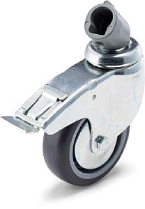 Manfrotto MA 110G Stativrollen gebremst. [Foto: Manfrotto]
