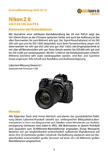 Nikon Z 8 mit Z 24-120 mm F4 S Labortest, Seite 1 [Foto: MediaNord]