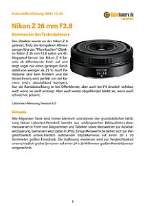 Nikon Z 26 mm F2.8 mit Z 8 Labortest, Seite 1 [Foto: MediaNord]