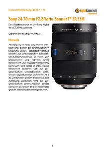 Sony 24-70 mm F2.8 Vario-Sonnar T* ZA SSM (SAL2470Z) mit Alpha 99 (SLT-A99V) Labortest, Seite 1 [Foto: MediaNord]