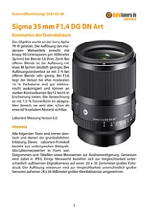 Sigma 35 mm F1.4 DG DN Art mit Sony Alpha 7R III Labortest, Seite 1 [Foto: MediaNord]