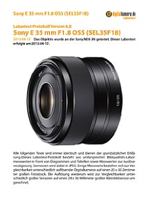 Sony E 35 mm F1.8 OSS (SEL35F18) mit NEX-3N Labortest, Seite 1 [Foto: MediaNord]