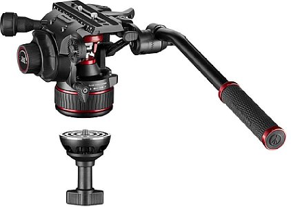 Manfrotto MVK608TWINGA Nitrotech 608 und Aluminium Doppelrohr-Stativ mit Bodenspinne. [Foto: Manfrotto]