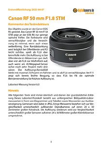 Canon RF 50 mm F1.8 STM mit EOS R5 Labortest, Seite 1 [Foto: MediaNord]