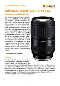 Tamron 28-75 mm F2.8 Di III VXD G2 (A063S) mit Sony Alpha 7R III Labortest, Seite 1 [Foto: MediaNord]