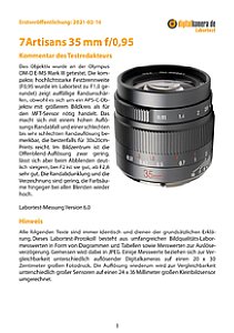 7Artisans 35 mm F0,95 mit Olympus OM-D E-M5 Mark III Labortest, Seite 1 [Foto: MediaNord]