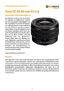 Sony FE 28-60 mm 4-5.6 (SEL2860) mit Alpha 7C Labortest, Seite 1 [Foto: MediaNord]