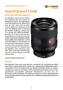 Sony FE 35 mm F1.4 GM (SEL35F14GM) mit Alpha 7R IV Labortest, Seite 1 [Foto: MediaNord]