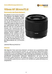 Viltrox AF 20 mm F2.8 mit Sony Alpha 7R III Labortest, Seite 1 [Foto: MediaNord]