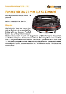 Pentax HD DA 21 mm 3,2 AL Limited mit K-3 Labortest, Seite 1 [Foto: MediaNord]