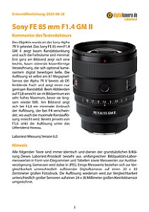 Sony FE 85 mm F1.4 GM II (SEL85F14GM2) mit Alpha 7R V Labortest, Seite 1 [Foto: MediaNord]