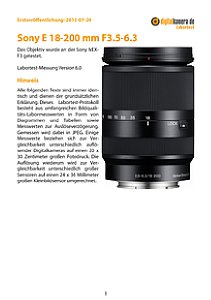 Sony E 18-200 mm F3.5-6.3 (SEL18200LE) mit NEX-F3 Labortest, Seite 1 [Foto: MediaNord]