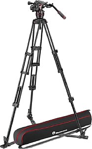 Manfrotto MVK608TWINGA Nitrotech 608 und Aluminium Doppelrohr-Stativ mit Bodenspinne. [Foto: Manfrotto]