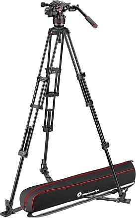 Manfrotto MVK608TWINGA Nitrotech 608 und Aluminium Doppelrohr-Stativ mit Bodenspinne. [Foto: Manfrotto]