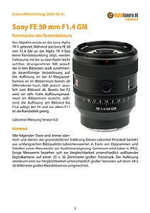 Sony FE 50 mm F1.4 GM (SEL50F14GM) mit Alpha 7R V Labortest, Seite 1 [Foto: MediaNord]