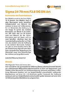 Sigma 24-70 mm F2.8 DG DN Art mit Sony Alpha 7R III Labortest, Seite 1 [Foto: MediaNord]