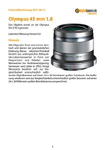 Olympus 45 mm 1.8 (ET-M4518) mit Pen E-PL3 Labortest, Seite 1 [Foto: MediaNord]