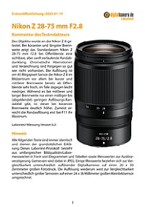 Nikon Z 28-75 mm F2.8 mit Z 8 Labortest, Seite 1 [Foto: MediaNord]